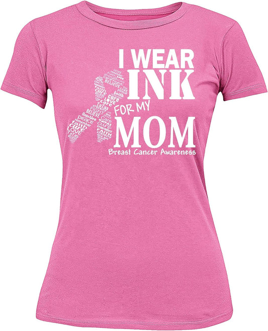 Breast Cancer Shirts for Women I Wear Pink for My Mom Family Support October Awareness