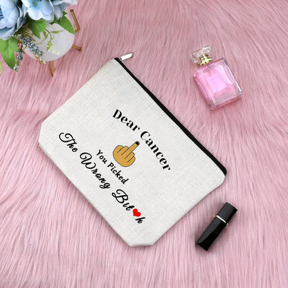 Cancer Awareness Gift for Women Makeup Bag Cancer Fighter Survivor Gift Cancer Gift for Chemo Patient Chemotherapy Gift for Women Recovery Gift Christmas Inspirational Gift Travel Cosmetic Bag