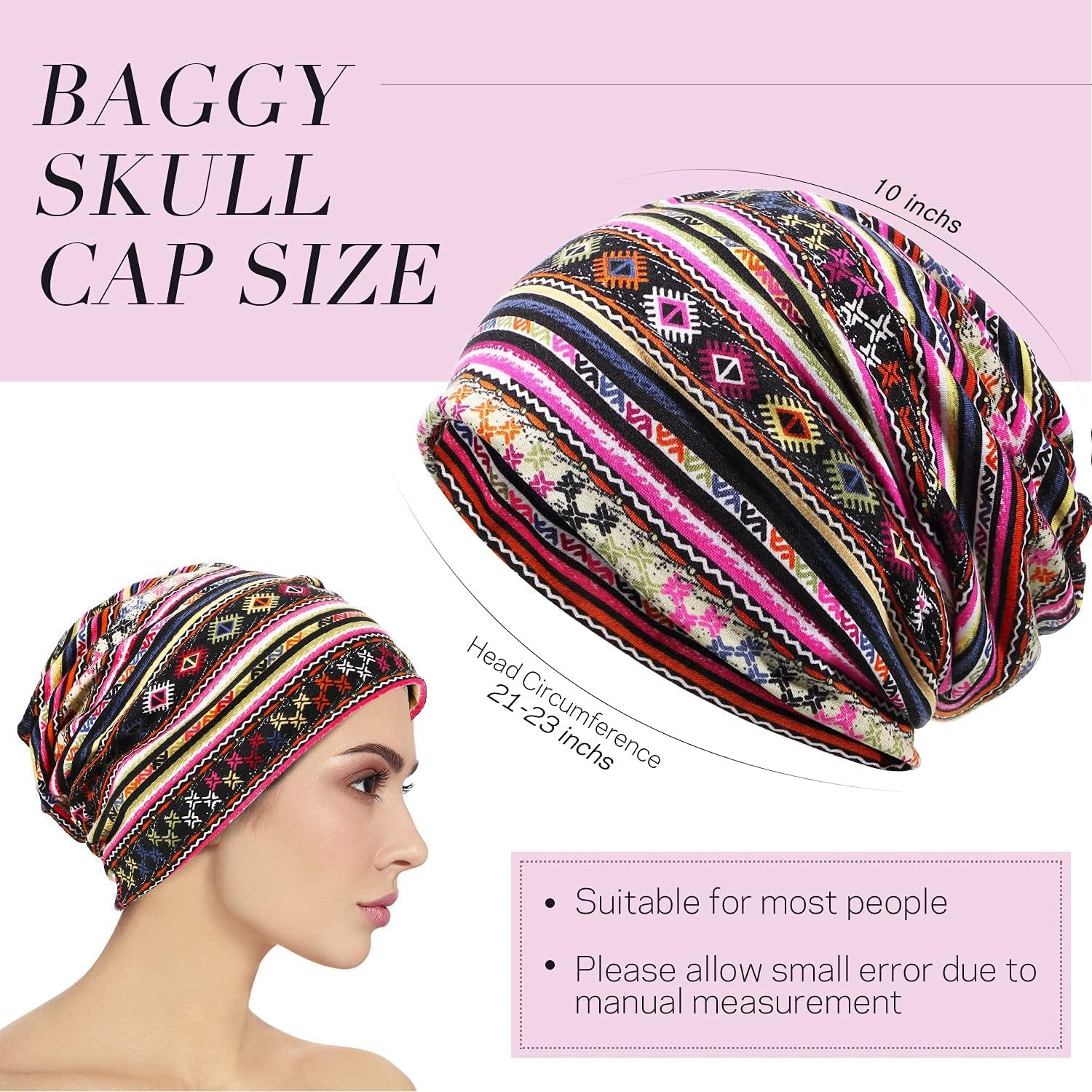 5 Pieces Women'S Slouchy Beanie Chemo Hat Stretch Cancer Head Wraps Sleep Head Scarf for Cancer Patient
