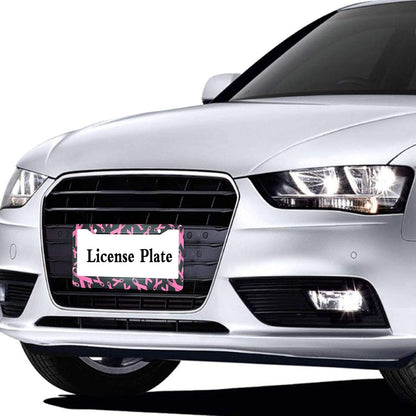 Pink Ribbon License Plate Frame Breast Cancer Awareness Metal License Plate Cover Front Plates Frames Car Tag Frame for Women Men US Vehicles Standard