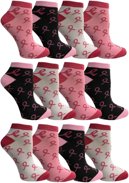 Pink Ribbon Breast Cancer Awareness Ankle/Crew Socks for Women