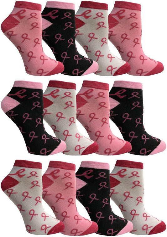 Pink Ribbon Breast Cancer Awareness Ankle/Crew Socks for Women