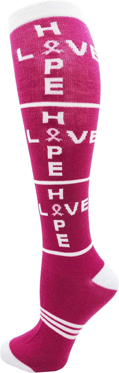 12 Pairs of Womens Breast Cancer Awareness Socks, Pink Ribbon Soft Sport Sock Bulk Pack