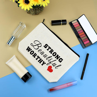 Inspirational Gift Makeup Bag for Women Graduation Birthday Gift for Daughter Sister Niece Travel Cosmetic Bag Best Friend Friendship Gift Cancer Survivor Awareness Gift Encouragement Recovery Gift
