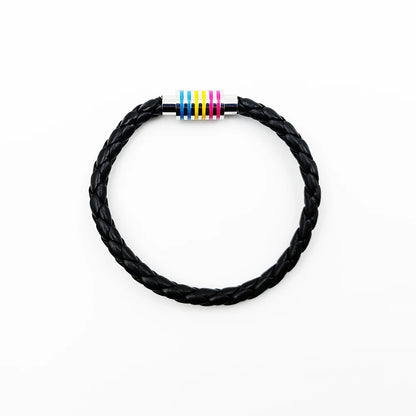 Fashion LGBT Rainbow Braided Bracelet for Women Men Stainless Steel Magnet Buckle Bracelet Friendship Jewelry Gifts