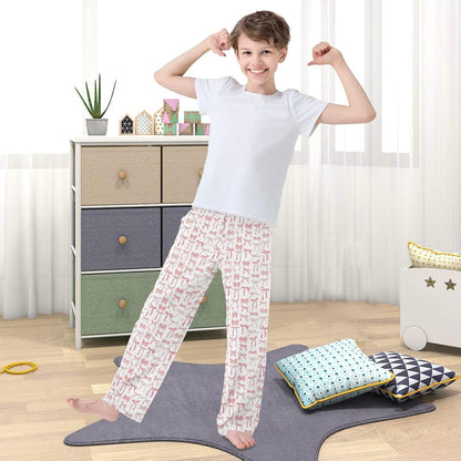 Pajama Pants Pink Ribbon Bow Doodle Casual Comfy Lounge Sleepwear Bottoms with Pockets, M