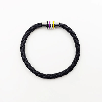 Fashion LGBT Rainbow Braided Bracelet for Women Men Stainless Steel Magnet Buckle Bracelet Friendship Jewelry Gifts