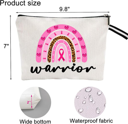 Rainbow Makeup Bag for Cancer Fighter Cancer Awareness Cosmetic Bag for Warrior Pink Ribbon Gift Cancer Fighter Survivor Cosmetic Bag Travel Toiletry Bag Portable Cosmetic Pouch for Cancer Warrior