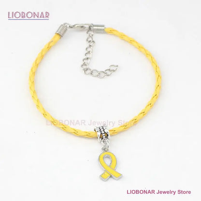 New Arrival Breast Cancer Bracelet Yellow Pink Ribbon Charm Bracelets Awareness Jewelry for Cancer Center Foundation Gifts