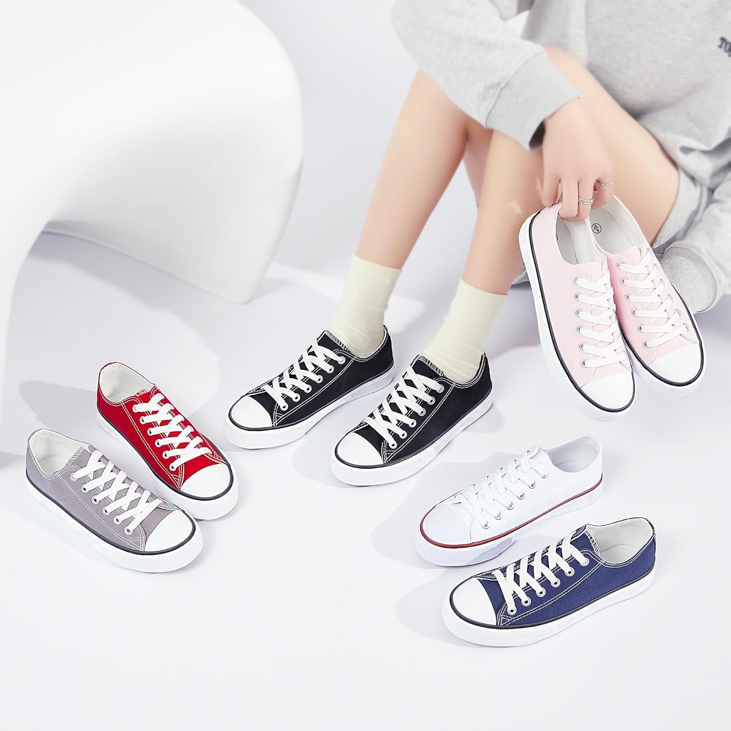 Unisex Canvas Shoes Low Top Fashion Sneakers Slip on Walking Shoe