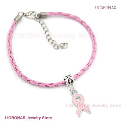 New Arrival Breast Cancer Bracelet Yellow Pink Ribbon Charm Bracelets Awareness Jewelry for Cancer Center Foundation Gifts