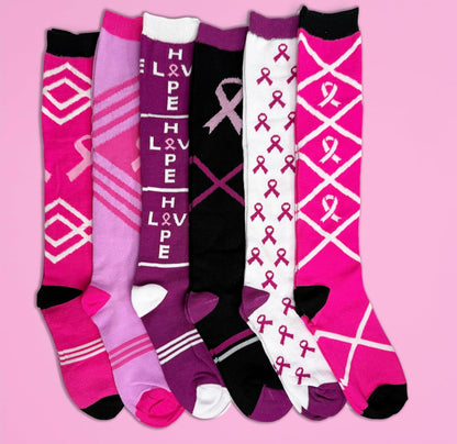 12 Pairs of Womens Breast Cancer Awareness Socks, Pink Ribbon Soft Sport Sock Bulk Pack