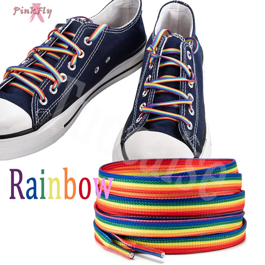 1Pairs Rainbow Shoelaces LGBTQ Shoe Laces Bright Colored Rainbow Laces for Shoes Sneakers LGBT Parades Party Supplies
