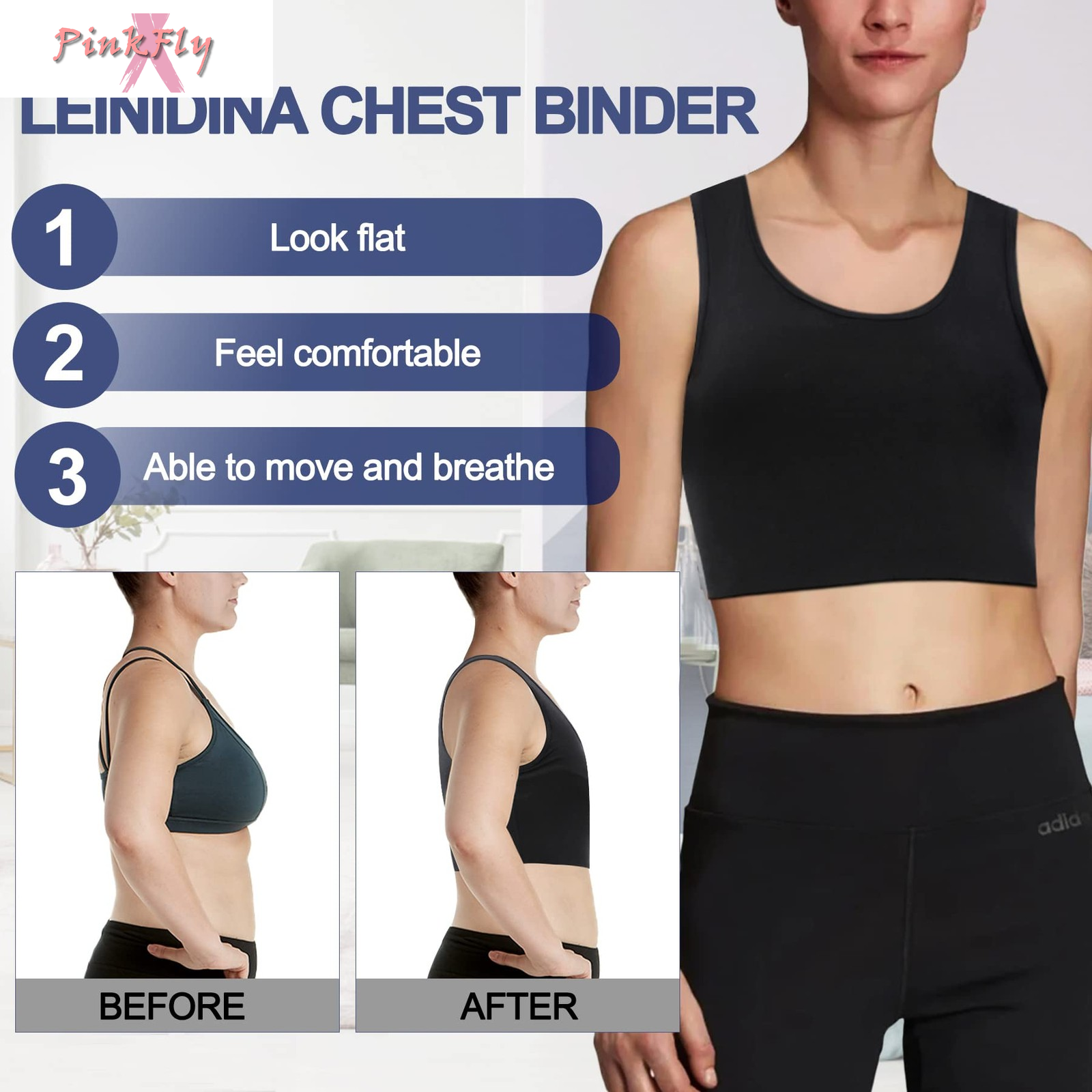 Chest Binder for Transgender FTM LGBT Tomboy Tops Women Breathable Binder Bra...
